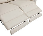 HomeRoots 65' Beige Italian Leather and Stainless Reclining Love Seat