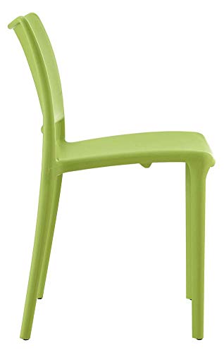 Modway Hipster Contemporary Modern Molded Plastic Stacking Two Dining Chairs in Green