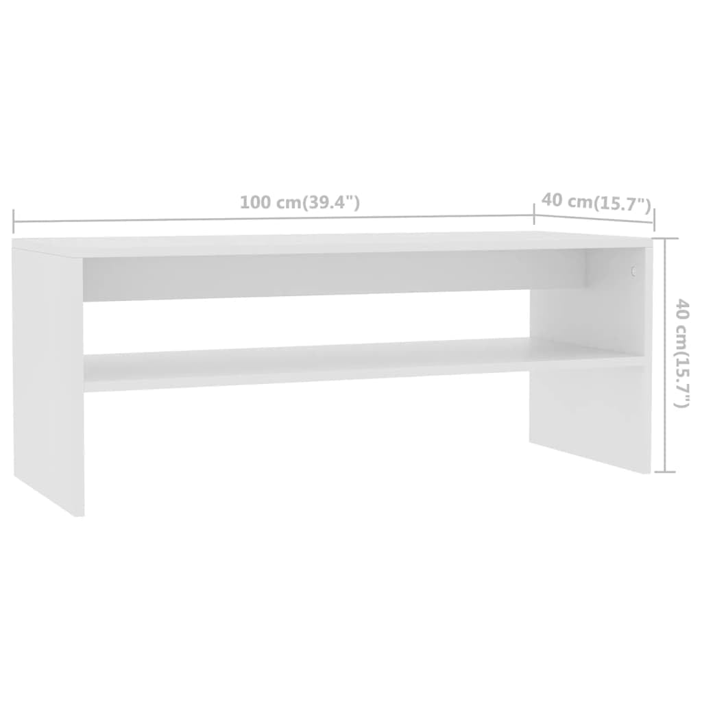 vidaXL Coffee Table Couch End Side Telephone Sofa Tea Accent Storage Table Desk Bedroom Living Room Furniture Stand White Engineered Wood