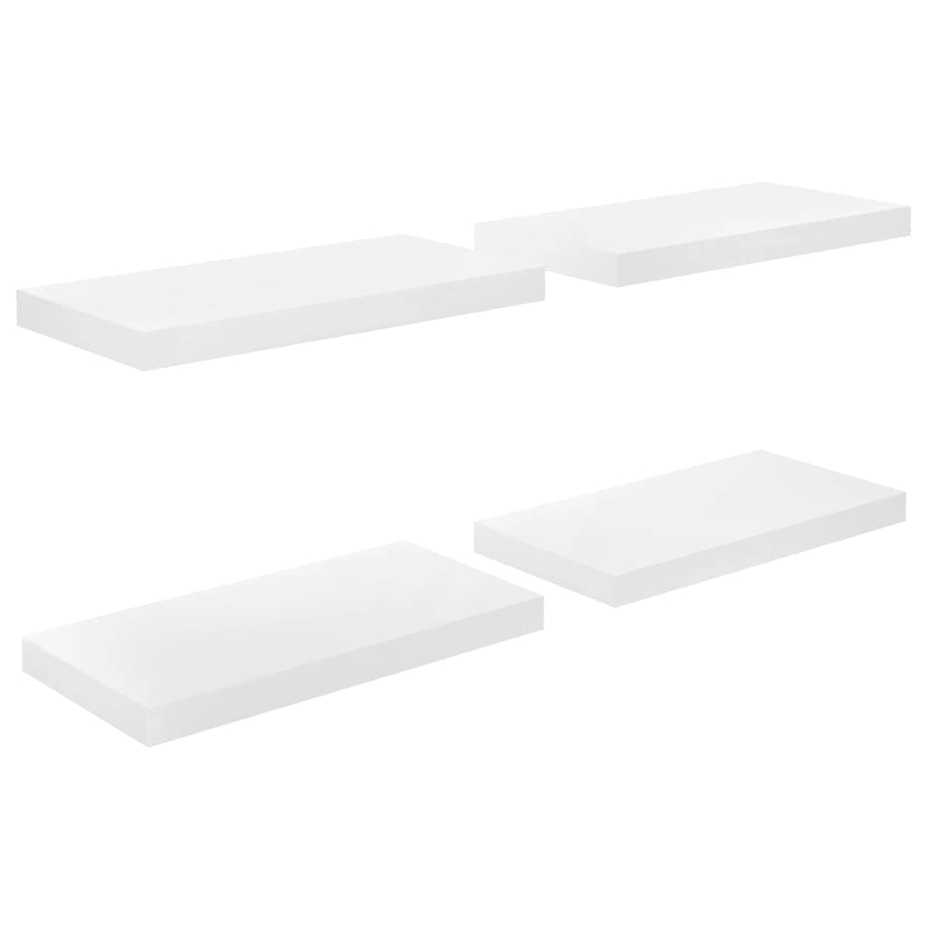 Floating Wall Shelves -SKM Floating Wall Shelves 4 pcs High Gloss White 19.7x9.1x1.5 MDF