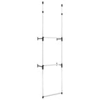 vidaXL Modern Adjustable Telescopic Wardrobe System with Rods | Durable Aluminum Structure | Ideal Closet Organizer | Space-Saving Design | Adjustable Height & Width | Silver and Black