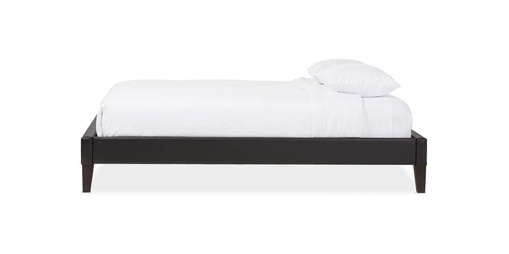 Baxton Studio Lancashire Modern and Contemporary Upholstered Bed Frame with Tapered Legs Black/Full