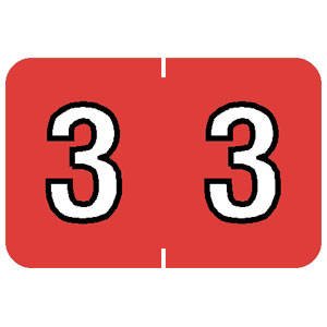Tabbies Barkley Nbkm Compatible 91600 Series Numeric Labels, Orange '3', 1   H X 1-1/2   W Label Size, Filing Color Code Syste