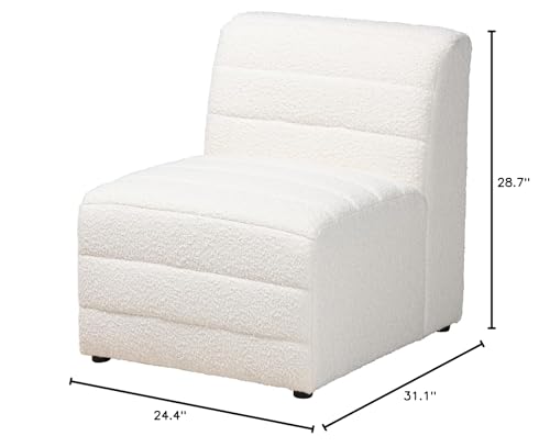 Baxton Studio Maya Modern White Boucle Fabric 4-Piece Modular Sectional Sofa White/Boucle