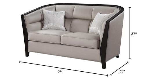 Acme Zemocryss Loveseat with 2 Pillows in Beige Fabric