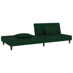 vidaXL 2-Seater Velvet Sofa Bed - Multifunctional Loveseat with Pillows, Convertible Day Bed, Wooden Frame, Comfortable Sleeper - Dark Green