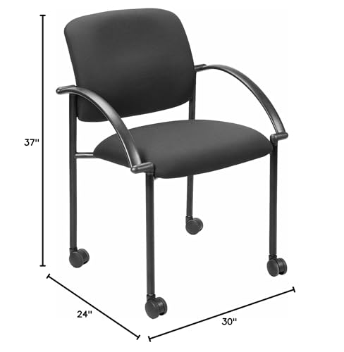 Lorell® Mobile Stacking Guest Chair with Arms, Black, 2 Per Set