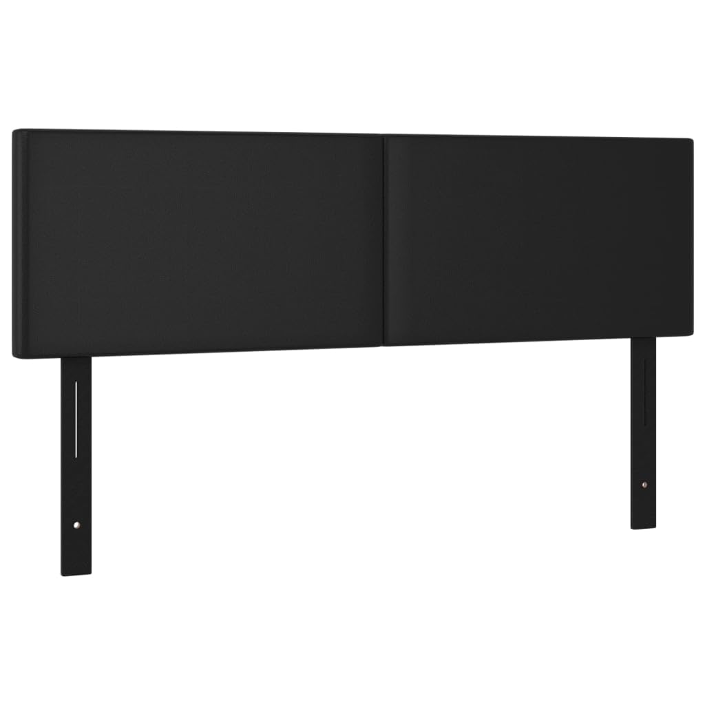Vidaxl Faux Leather Headboards Set Of 2, Black, Solid Larch Wood And Engineered Wood, Foam-Filled, Stylish Design, Ideal For Any Bedroom, 28.3"X2"X30.7"/34.6", Warning: California Proposition 65