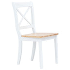 vidaXL 4X Dining Chairs Modern Dining Side Chair for Dining Room Kitchen Restaurant Set Furniture White and Light Wood Solid Wood Rubber