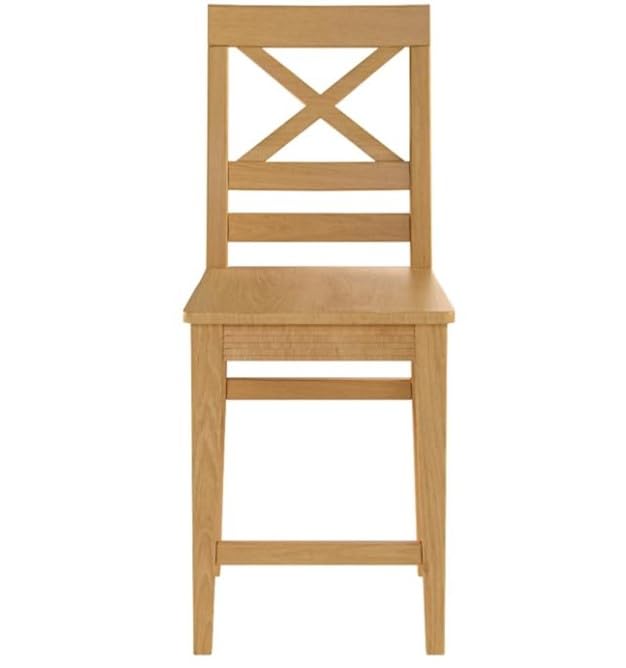 East West Furniture QUS-OAK-W Quincy Counter-Height Bar Stool - Pub Height Wooden Chairs, Set of 2, Oak