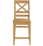 East West Furniture QUS-OAK-W Quincy Counter-Height Bar Stool - Pub Height Wooden Chairs, Set of 2, Oak