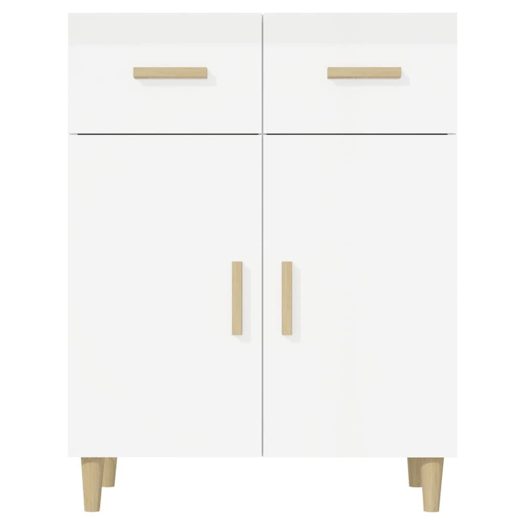 vidaXL Sideboard High Gloss White 27.4&quot;x13.4&quot;x35&quot; Engineered Wood