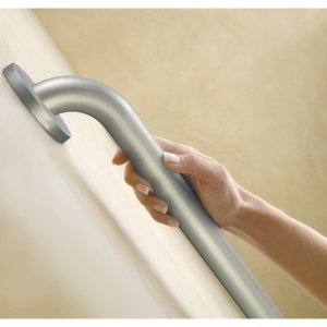 Moen Bathroom Safety 12-Inch Peened Textured Grip Stainless Steel Bathroom Grab Bar With Concealed Screws, Shower Handles For El