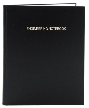 Bookfactory Black Engineering Notebook - 312 Pages (.25' Engineering Grid Format), 8 7/8' X 11 1/4', Engineering Lab Notebook