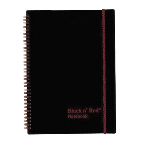 Wholesale Case Of 20 - Black N' Red Polypropylene Perf. Notebook W/Pocket-Wirebound Notebook,Ruled/Perf.,W/Margin,11'X8-1/2',B