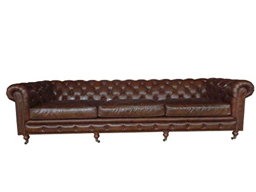 HomeRoots Furniture 36' X 118' X 30' Brown Leather Sofa 4 Places