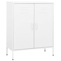 vidaXL Home Decor Storage Cabinet - Steel Made, 31.5"x13.8"x40", Features Adjustable Shelves and Levelers, Industrial Style, White