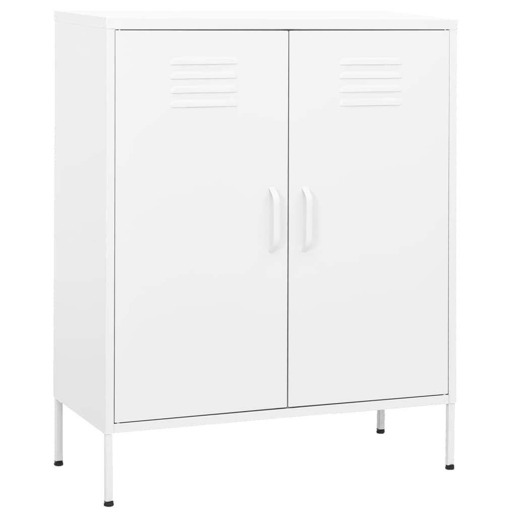 vidaXL Home Decor Storage Cabinet - Steel Made, 31.5&quot;x13.8&quot;x40&quot;, Features Adjustable Shelves and Levelers, Industrial Style, White