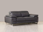 HomeRoots Dark Gray 31" Tasteful Dark Grey Leather Loveseat