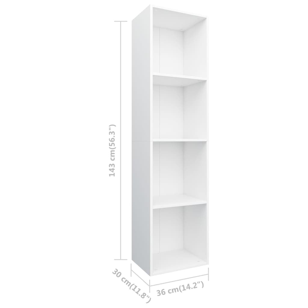 vidaXL Book Cabinet, Bookshelf TV Stand, Wall Bookcase for Office Living Room, Decorative Shelving Unit, Modern Style, White Engineered Wood