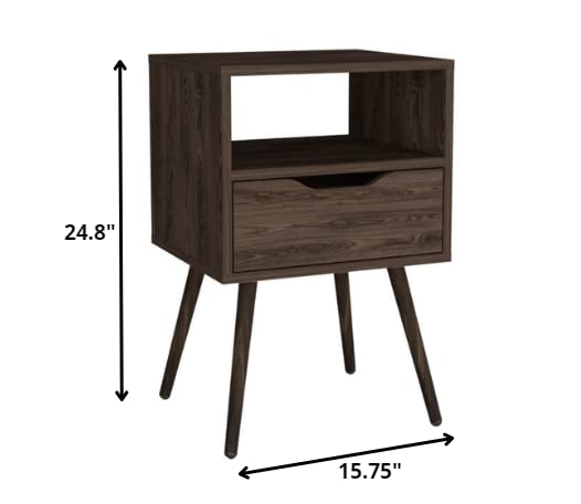 HomeRoots Modern Dark Walnut Bedroom Nightstand - Thumbnail 2