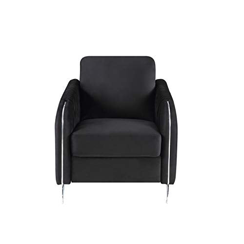 Lilola Home Hathaway Black Velvet Modern Chic Accent Armchair