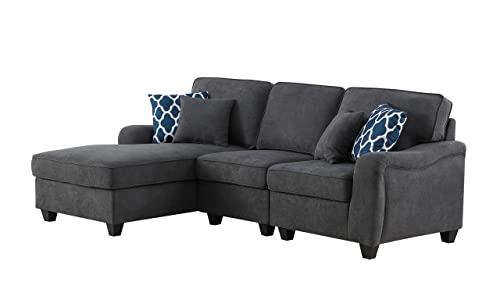 Lilola Home Leo Dark Gray Woven 3Pc Sectional Sofa Chaise