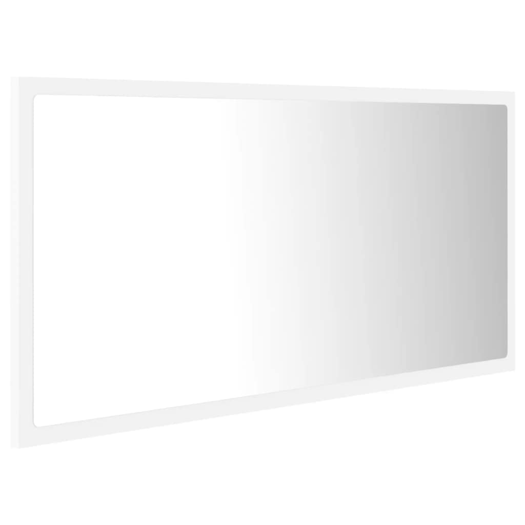 vidaXL LED Bathroom Mirror Home Vanity Unit Washroom Wall Furniture Interior Hallway Bedroom Laundry Room Dressing 35.4&quot; White Acrylic