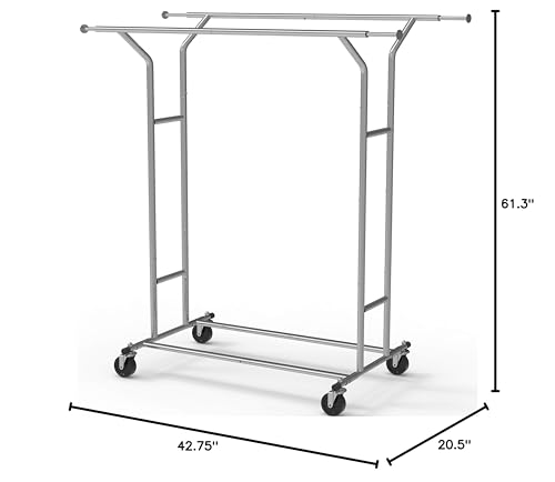Simple Houseware Heavy Duty Double Rail Clothing Garment Rack, Chrome