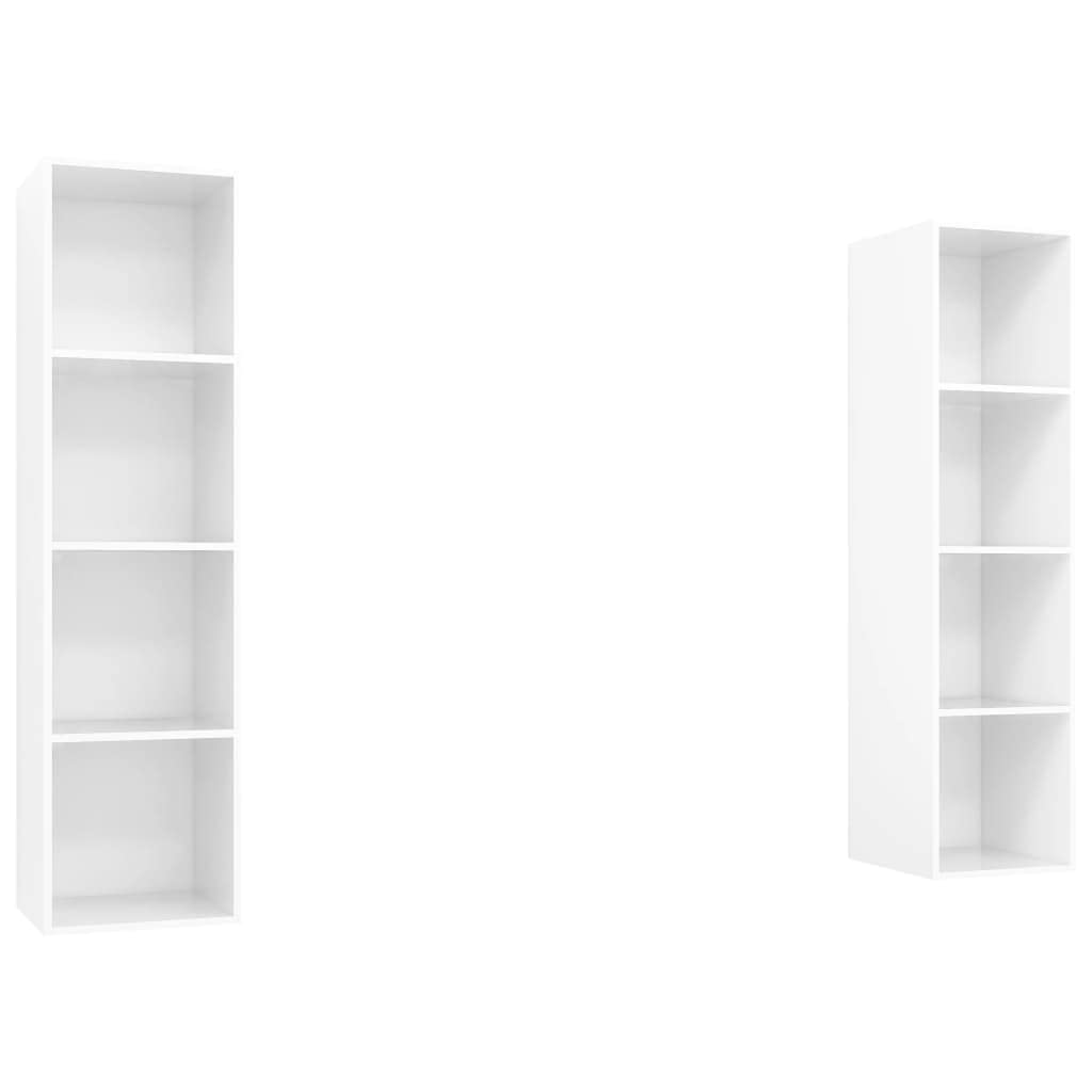 Vidaxl Wall-Mounted Tv Stands (2 Pcs) - High Gloss White Engineered Wood - Versatile Positioning With Ample Storage
