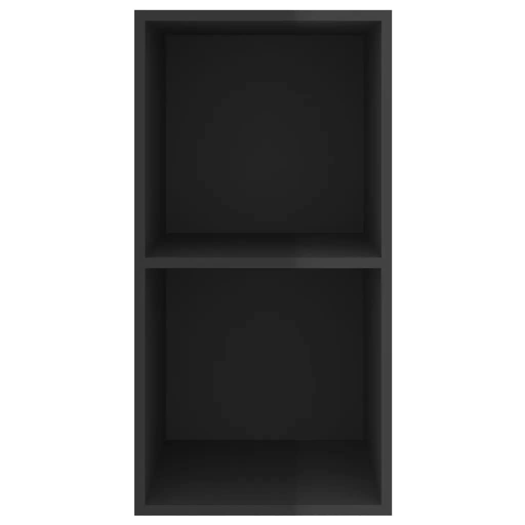 vidaXL Wall-mounted TV Cabinet High Gloss Black 14.6&quot;x14.6&quot;x28.3&quot; Chipboard