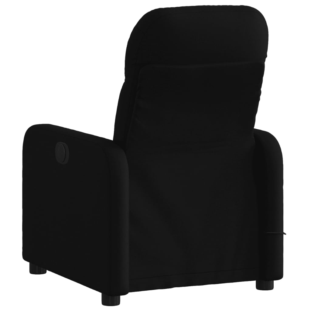 vidaXL Black Fabric Massage Recliner Chair - Manual Adjust with Vibration, Added Comfort, Easy Storage in Living Space