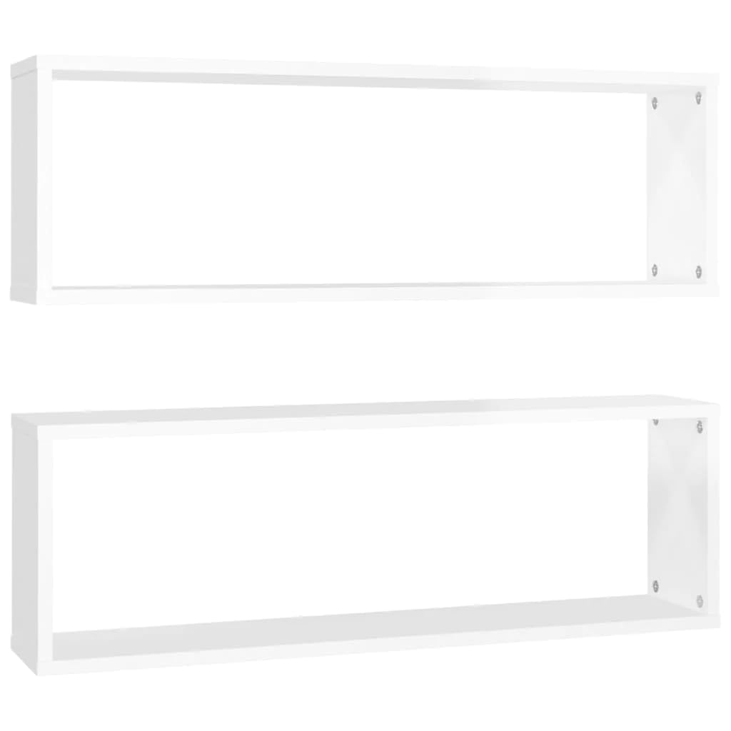 vidaXL Wall Cube Shelf 2 pcs High Gloss White 80x15x26.5cm Engineered Wood