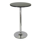 Ergode Wood Spectrum 3-Piece Pub Set - Modern Style, Compact Design, Adjustable Swivel Stools, Matte Black Tabletop, Chrome Plated Base