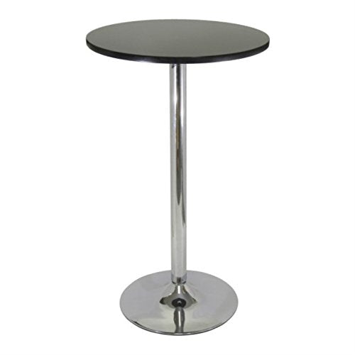 Ergode Wood Spectrum 3-Piece Pub Set - Modern Style, Compact Design, Adjustable Swivel Stools, Matte Black Tabletop, Chrome Plated Base