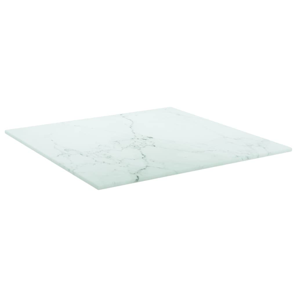 vidaXL Tempered Glass Square Table Top with White Marble Design 15.7"x15.7" 0.2" - Stylish and Durable for Dining Tables, Coffee Tables, Garden Tables.