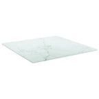 vidaXL Tempered Glass Square Table Top with White Marble Design 15.7"x15.7" 0.2" - Stylish and Durable for Dining Tables, Coffee Tables, Garden Tables.