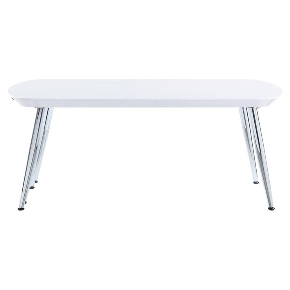 Acme Patina Wood Coffee Table with Pull-Out Top in White and Chrome