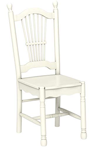 East West Furniture DOC-LWH-W Dover Dining Room Chairs - Slat Back Wooden Seat Chairs, Set of 2, Linen White