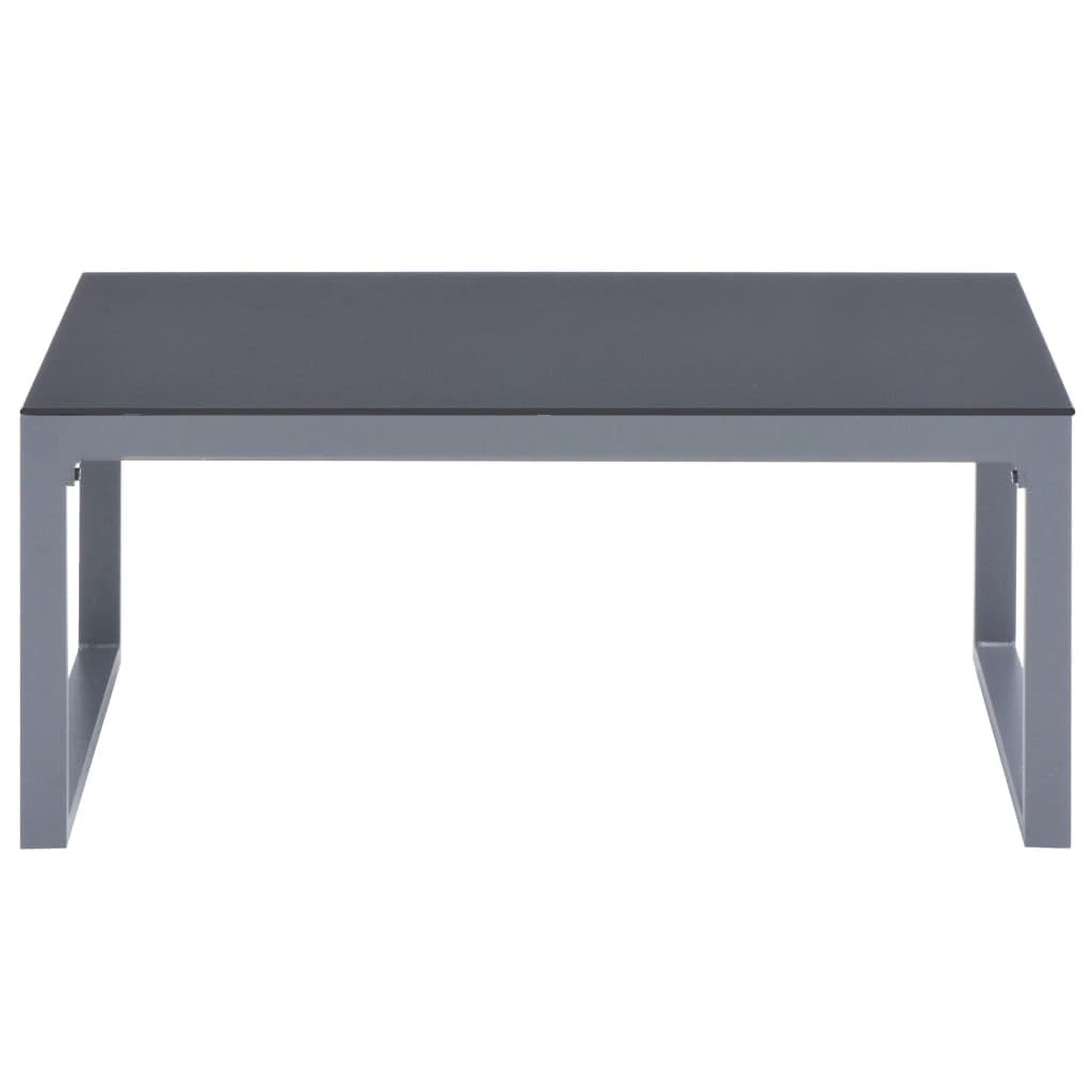 vidaXL Scandinavian-Style Coffee Table - Powder-Coated Aluminum and Glass - Gray - Lightweight - Rectangular - Versatile Use - 35.4"x19.7"x15.7"