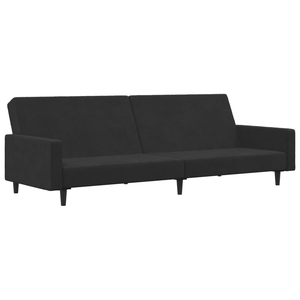 vidaXL 2 Seater Sofa Bed with Stool Velvet Black