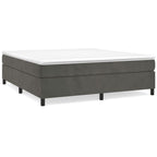 vidaXL King Sized Velvet Box Spring Bed Frame - Modern Style, Dark Gray, Simple Assembly Required, 81.1"x76"x13.8"