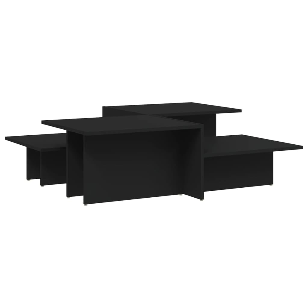 vidaXL Coffee Tables 2 pcs, Side Table for Living Room Home Office Hallway, End Table with Drawer, Sofa Table, Black Engineered 