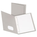 Twin-Pocket Folders With 3 Fasteners, Letter, 1/2' Capacity, Gray, 25/Box