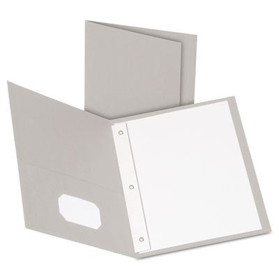 Twin-Pocket Folders With 3 Fasteners, Letter, 1/2' Capacity, Gray, 25/Box