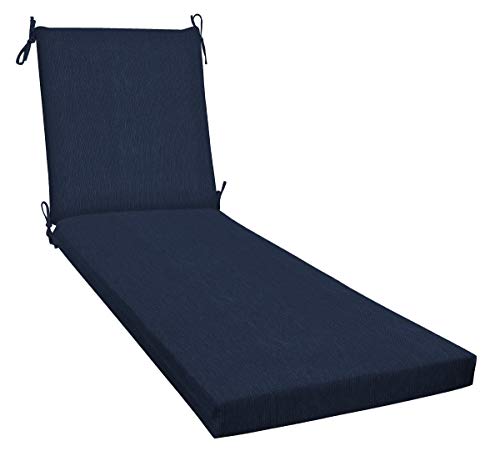 Honeycomb Outdoor Textured Solid Indigo Blue Chaise Lounge Cushion: Recycled Fiberfill, Weather Resistant, Reversible, Comfortab
