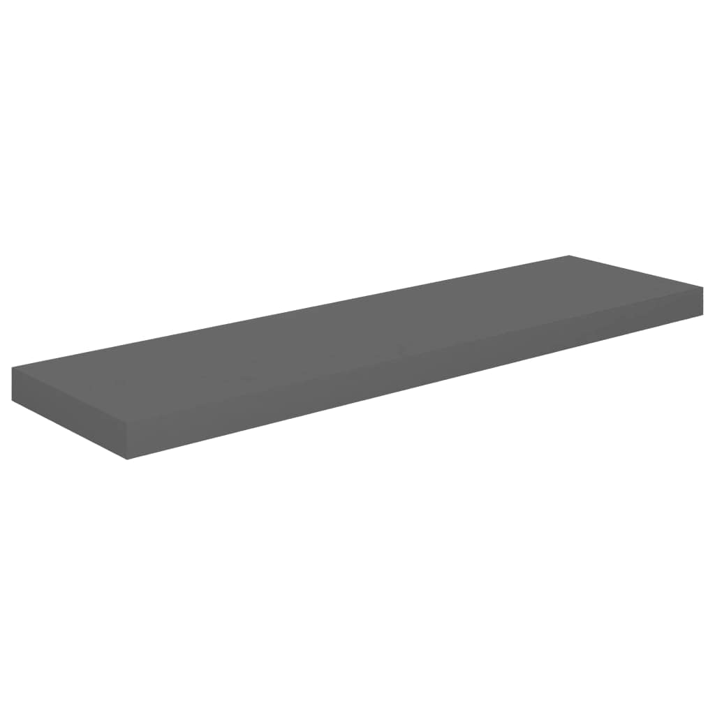 vidaXL High Gloss Gray Floating Wall Shelf - Modern Style, Honeycomb MDF and Metal Construction, Invisible Mounting, 35.4&quot;x9.3&quot;x1.5&quot;