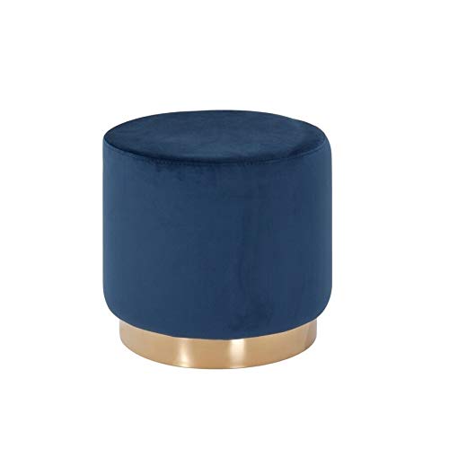 Overstock Modrest Santee Modern Blue Velvet & Gold Stool