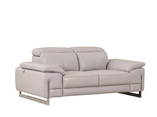 HomeRoots Light Gray 31' Tasteful Light Grey Leather Loveseat