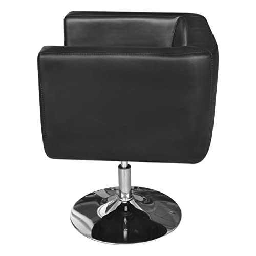 vidaXL Armchair, Armchair with Chrome Base, Swivel Accent Chair for Living Room Bedroom Reading Room, Modern Style, Black Faux Leather